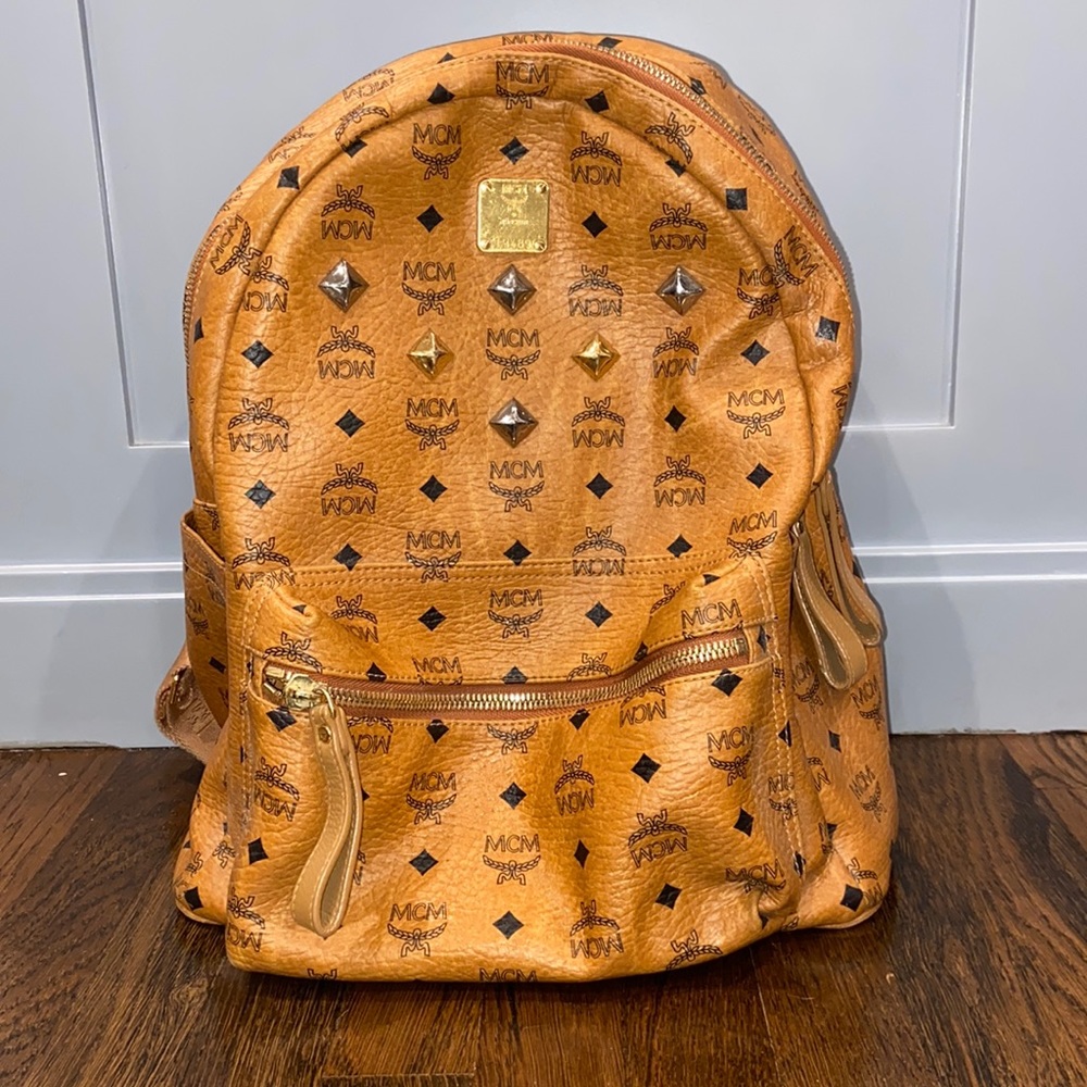 MCM monogram cognac backpack